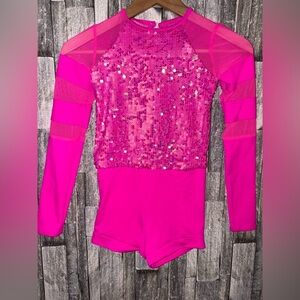 Weissman Pink Dance Leotard with Sequins